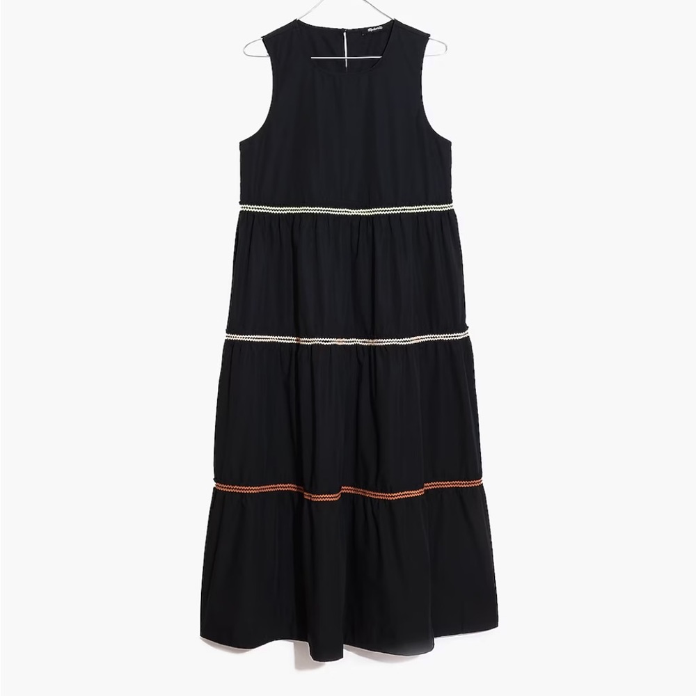 Madewell Black Maxi Dress with Colorful Trim